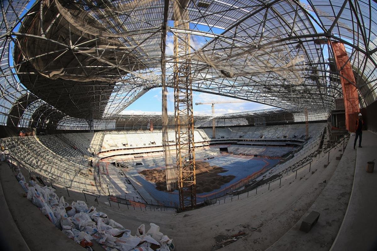 Arena MRV segue em ritmo acelerado de obras. Previso de concluso do estdio foi atualizada para dezembro.