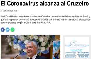 D10, do Paraguai, destaca: 'O Coronavrus alcana o Cruzeiro'
