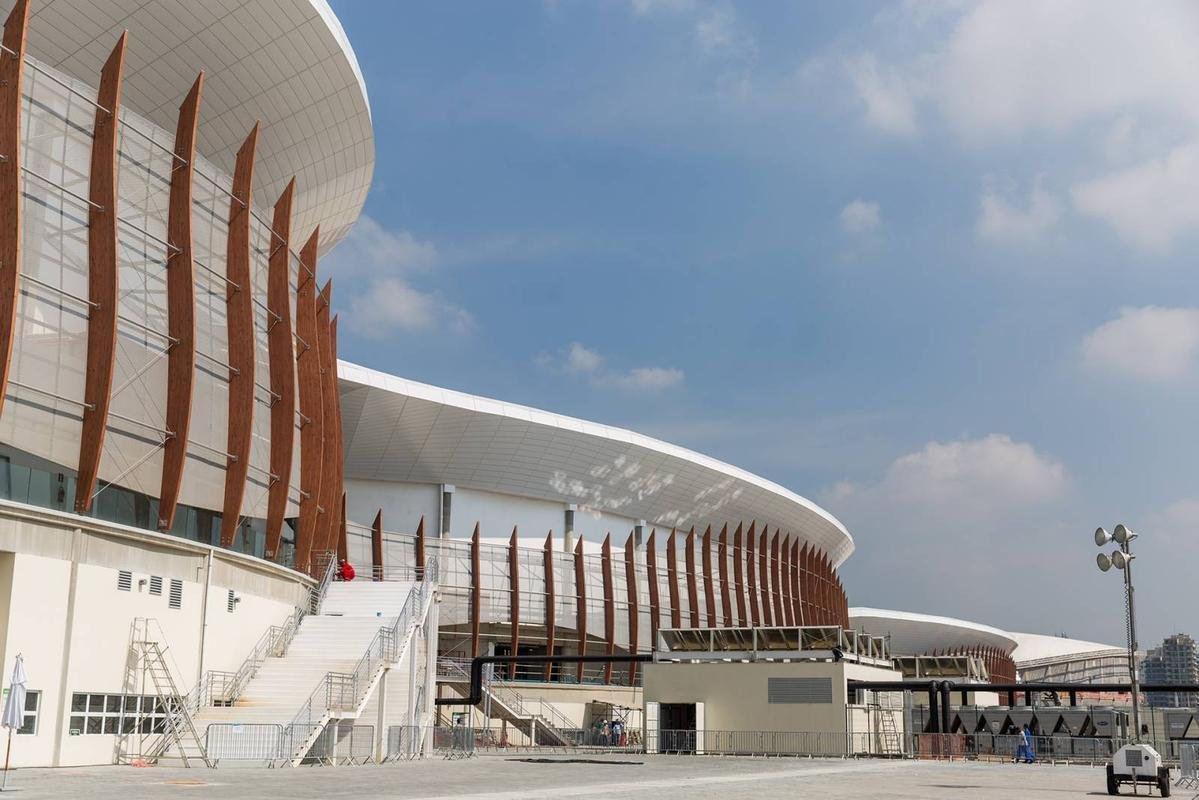 Panorama geral das Arenas Cariocas 1, 2 e 3 no Parque Olmpico