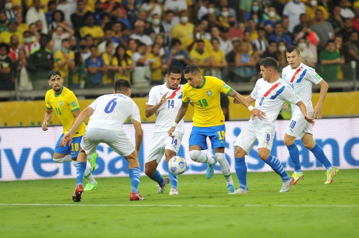 Brasil goleou o Paraguai por 4 a 0 no Mineiro, em BH, pelas Eliminatrias da Copa do Mundo, com gols de Raphinha, Philippe Coutinho, Antony e Rodrygo
