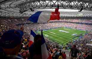 Torcida francesa na final da Copa do Mundo, contra a Crocia, em Moscou
