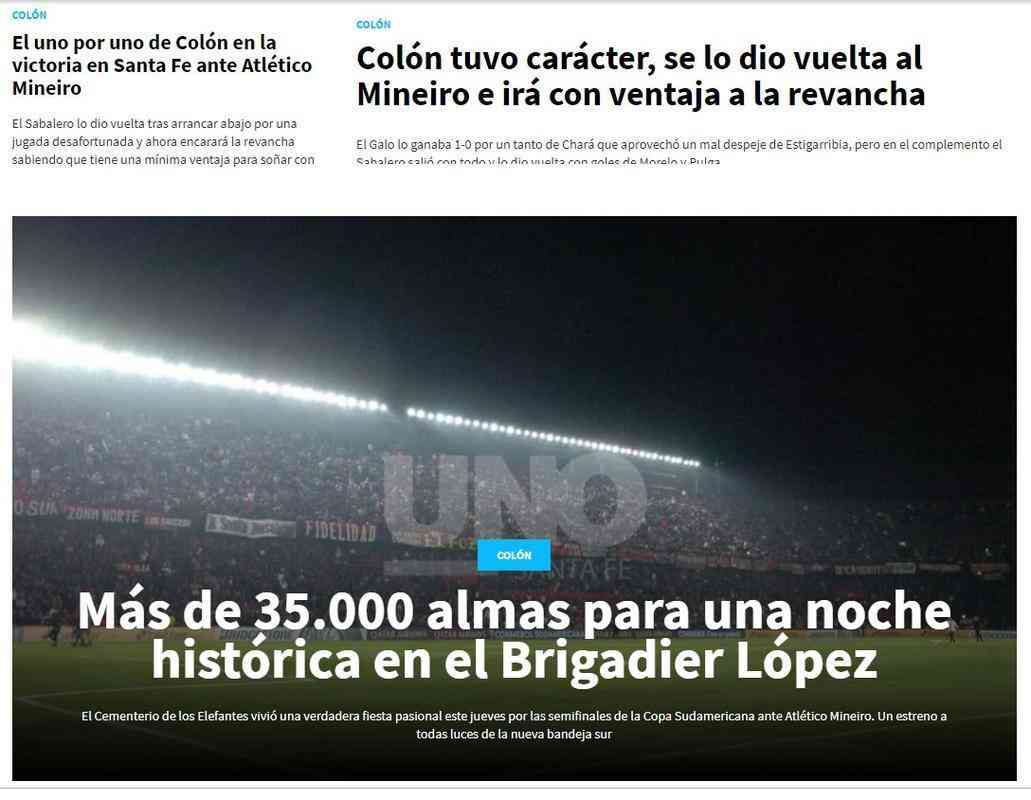 Jornal Uno, de Santa F: grande presena de pblico, em tempos de crise na Argentina, foi tema de reportagem