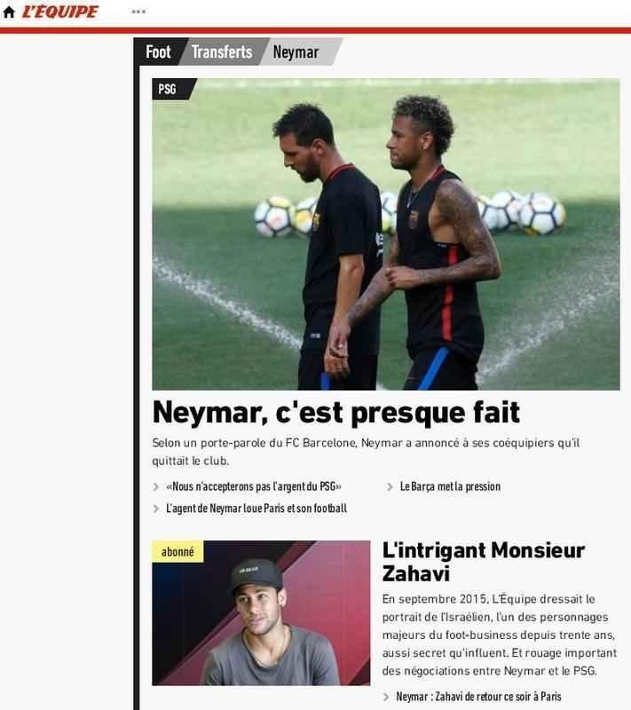 L'quipe traz o destaque de Neymar no PSG