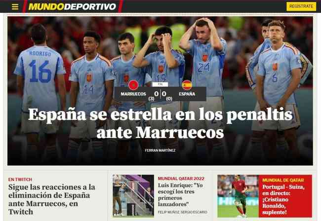 Imprensa da Espanha detona eliminação do país da Copa do Mundo do Catar