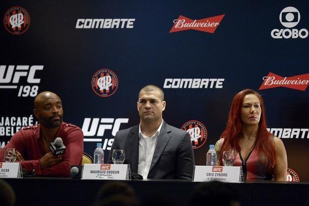 Imagens da coletiva do UFC 198, no Rio de Janeiro - Spider, Shogun e Cris Cyborg