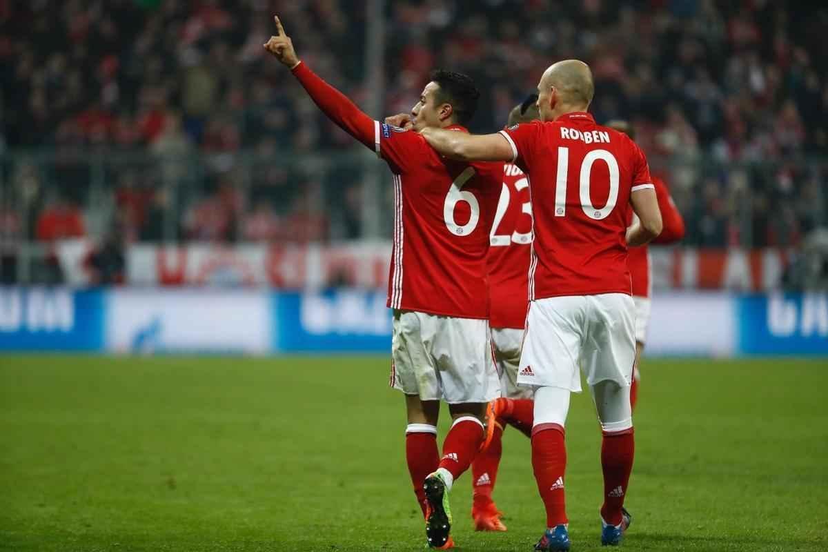 Thiago Alcntara (2), Robben, Lewandowski e Muller marcaram os gols alemes; Snchez descontou para o Arsenal