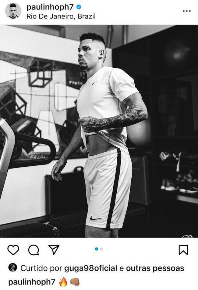 Antes da ida a Belo Horizonte, meia-atacante e reforo Paulinho publicou novas imagens de treinos no Rio de Janeiro.