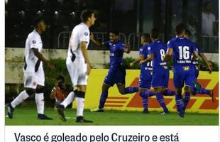O GLOBO - Jornais do Rio de Janeiro destacaram eliminao do Vasco aps goleada para o Cruzeiro