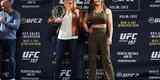 Coletiva do UFC 196 em Las Vegas - Holly Holm e Miesha Tate posam diante das cmeras