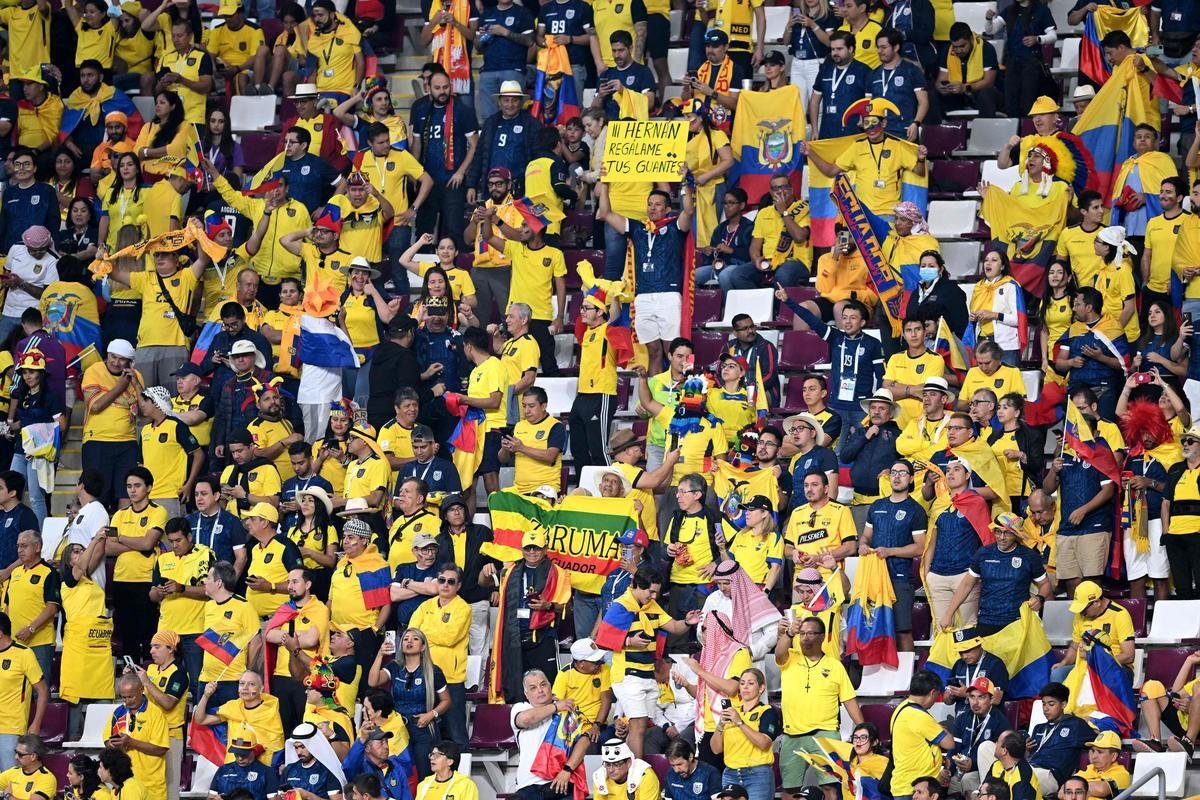 Torcedores de Holanda e Equador no jogo pelo Grupo A da Copa do Mundo.