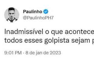 Novo atacante do Atlético, Paulinho foi exceção em meio ao silêncio dos jogadores brasileiros e se posicionou contra os atos terroristas.