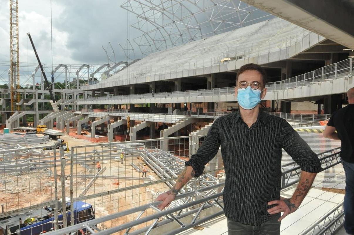 Personalidades no evento que anunciou detalhes da inaugurao da Arena MRV. Na foto, o cantor e compositor Nando Reis