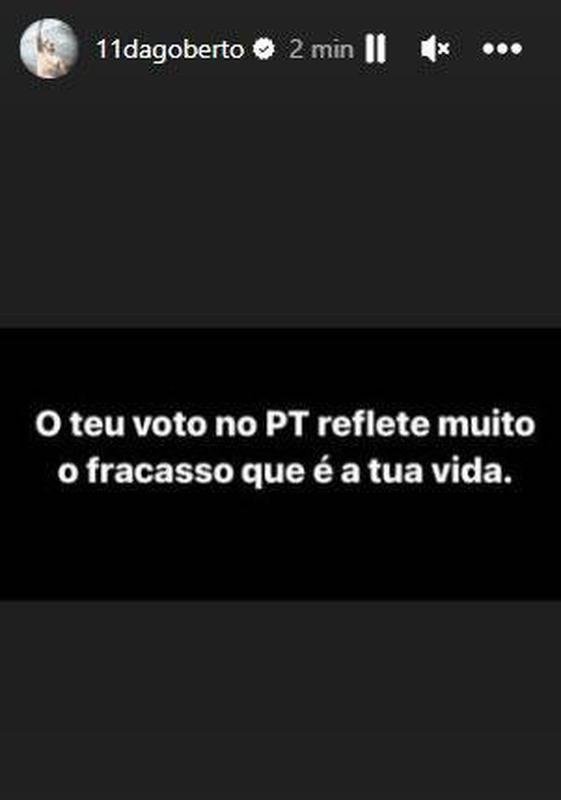 Dagoberto, ex-atacante do Cruzeiro, do So Paulo e do Athletico; manifestaes de esportistas bolsonaristas aps a vitria de Lula, presidente eleito do Brasil