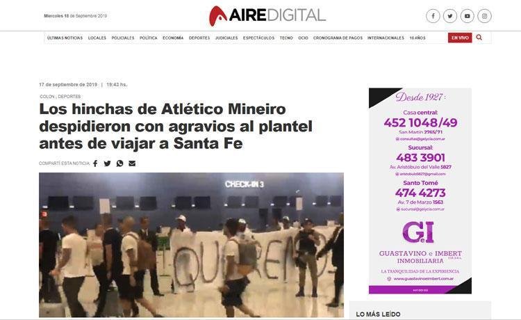 Aire de Santa Fe tambm repercutiu o protesto de torcedores alvinegros