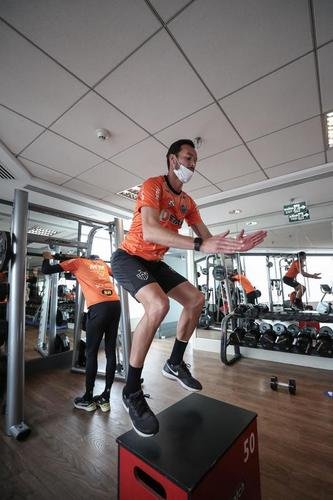 Jogadores do Atlético fizeram uma atividade regenerativa em São Paulo nesta quarta-feira, dia seguinte ao empate por 0 a 0 com o Palmeiras