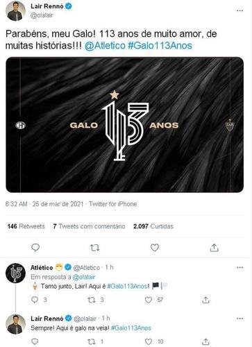 Atltico recebeu mensagens de clubes, jogadores, torcedores e jornalistas