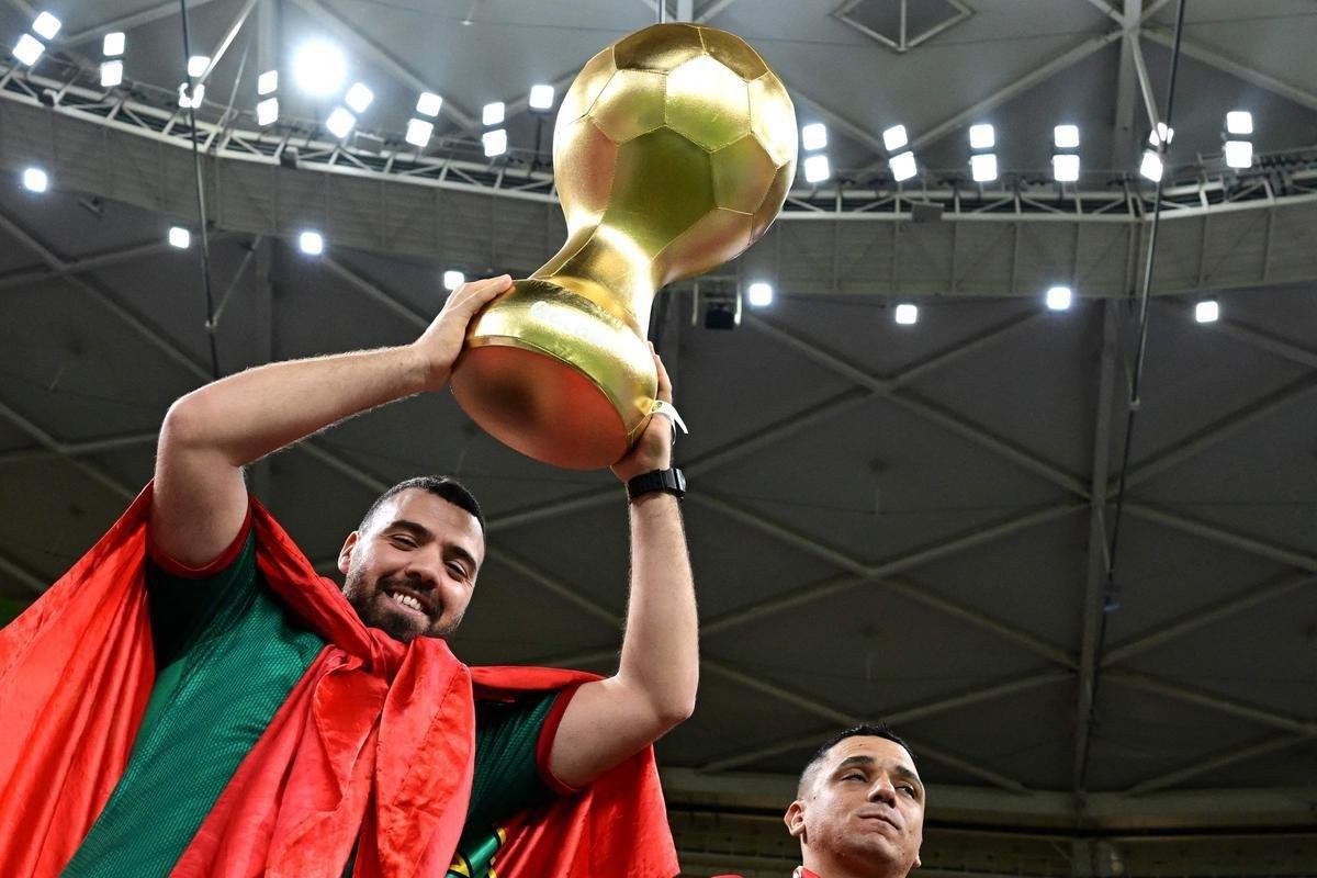 Torcedores de Marrocos e Canad na partida pelo Grupo F da Copa do Mundo 