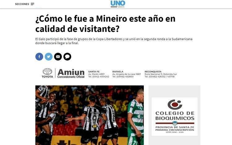 Uno de Santa Fe citou o retrospecto do Galo fora de casa