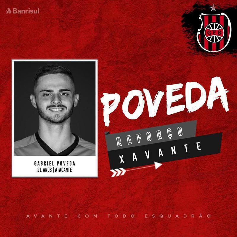 O Brasil de Pelotas anunciou a contratao do atacante Gabriel Poveda, que estava no Athletico-PR