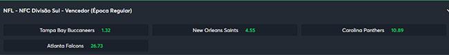 Cotaes da NFC Sul na Sportsbet.io.