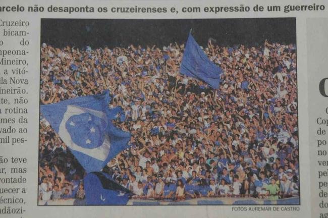 Recorde de p�blico no Mineir�o: p�ginas do jornal Estado de Minas sobre Cruzeiro 1x0 Villa Nova, em 1997. Est�dio recebeu 132.834 pessoas na decis�o do Campeonato Mineiro