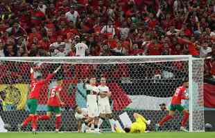 Fotos do gol de Youssef En-Nesyri, de Marrocos, sobre Portugal, pelas quartas de final da Copa do Mundo de 2022, no Catar