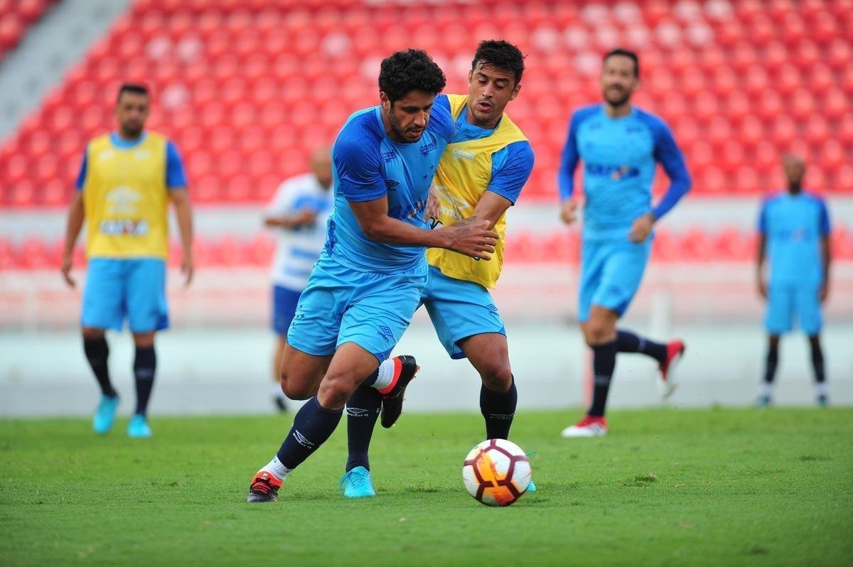Fotos do treino do Cruzeiro no estdio Libertadores de Amrica, casa do Independiente, em Avellaneda. Time celeste fechou preparao para o jogo contra o Racing, s 21h30 desta tera-feira, no El Cilindro, pela primeira rodada do Grupo 5 da Copa Libertadores (Ramon Lisboa/EM D.A Press)