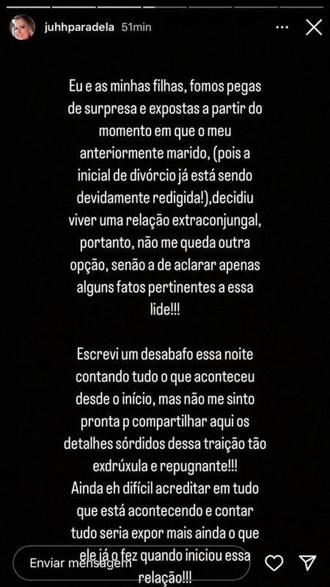 Esposa de Lus Fabiano explicou situao nas redes sociais aps anunciar traio do ex-jogador 