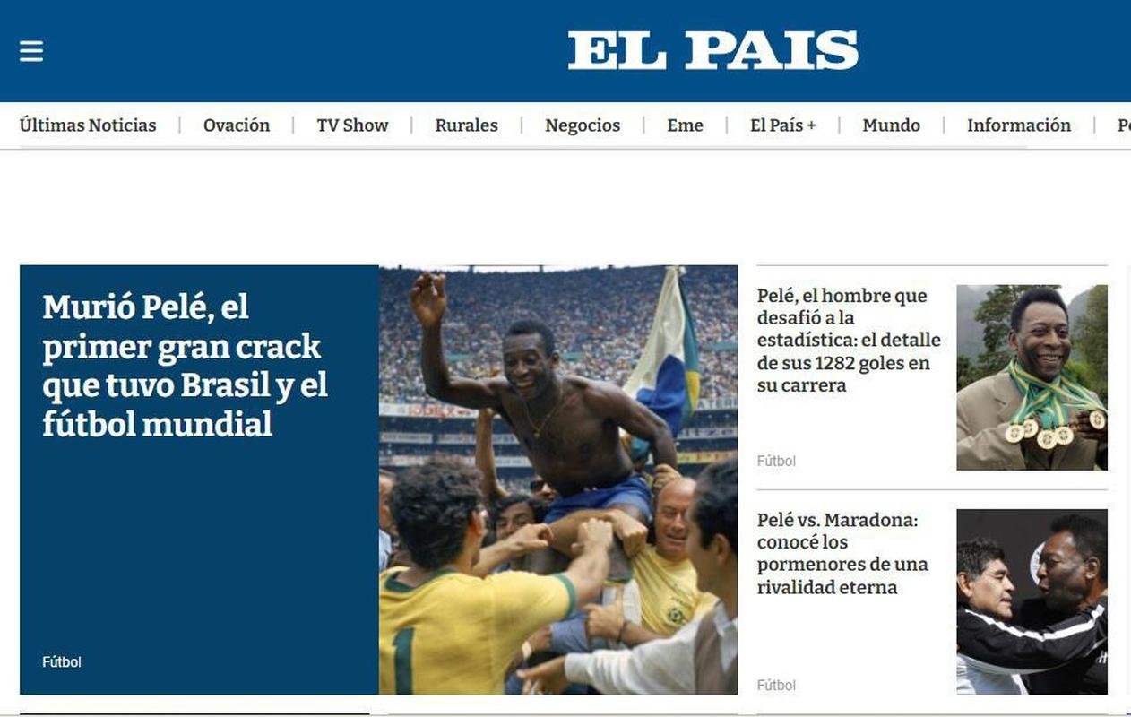 El Pas, do Uruguai: Morre Pel, o primeiro grande craque do Brasil e do futebol mundial