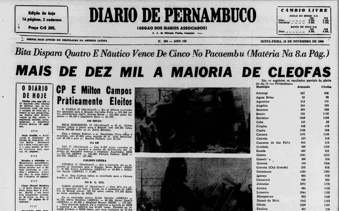 17/11 Santos 3 x 5 Náutico - Na capa, o jornal estampava a manchete da vitória alvirrubra. O Santos de Pelé caía aos pés do Náutico de Bita em pleno Pacaembu.
