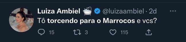 Atriz e produtora de TV, Luiza Ambiel diz que torcida vai para o Marrocos