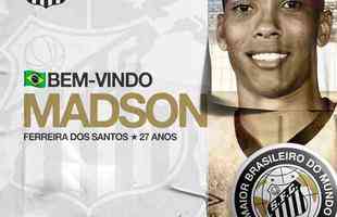 O Santos anunciou a contratação do lateral-direito Madson, que pertencia ao Grêmio e estava no Athletico-PR