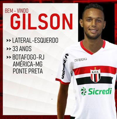 O Botafogo-SP anunciou a contratao do lateral-esquerdo Gilson, que estava no Botafogo