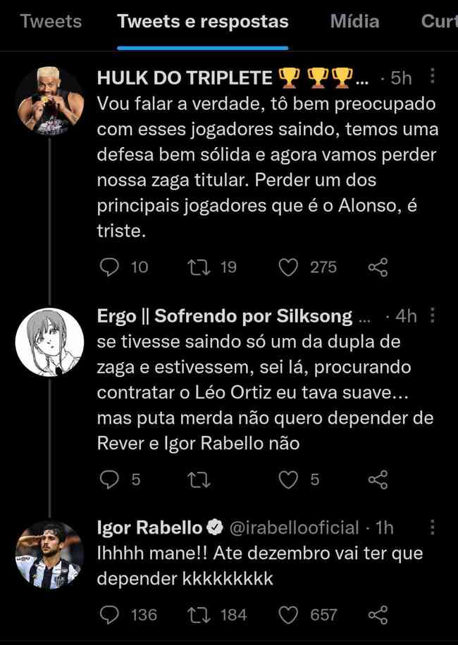 Igor Rabello respondeu mensagens no Twitter
