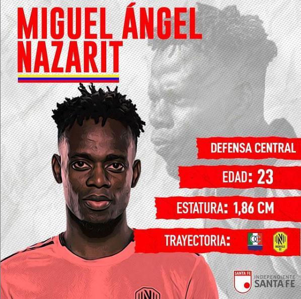 Miguel Nazarit, zagueiro (Independiente Santa Fe, da Colômbia)