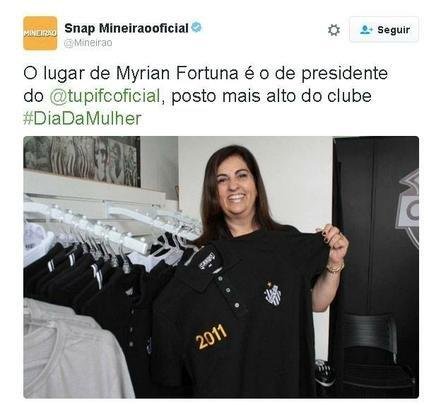 No Twitter, o perfil do Gigante da Pampulha lembrou mulheres protagonistas no futebol mineiro