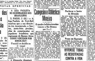 Jornal 'O Globo' destacou o título do Atlético em 1937