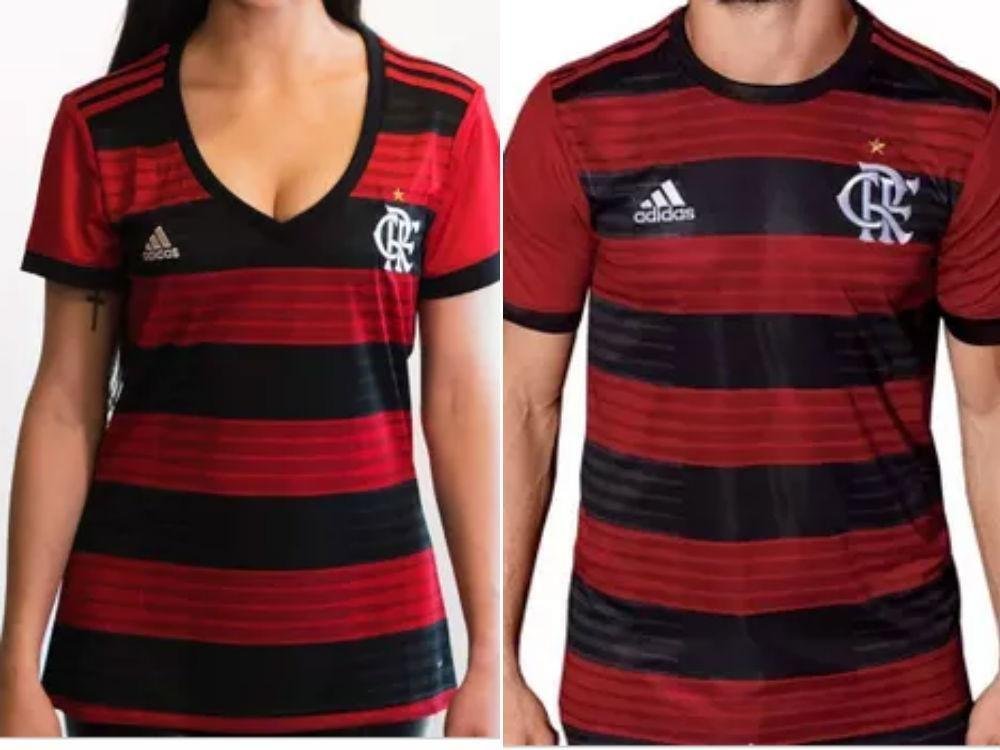 Flamengo. Camisa Feminina: R$ 229,90 / Camisa Masculina: R$ 249,90