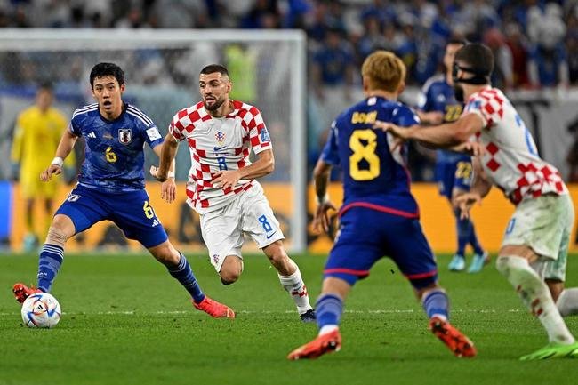 Lances da partida entre Japo e Crocia, pelas oitavas de final da Copa do Mundo.