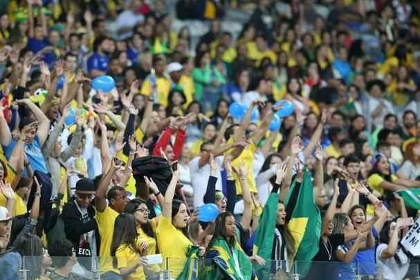 Torcedores no Mineiro durante jogo entre Brasil e Austrlia pelos Jogos Olmpicos
