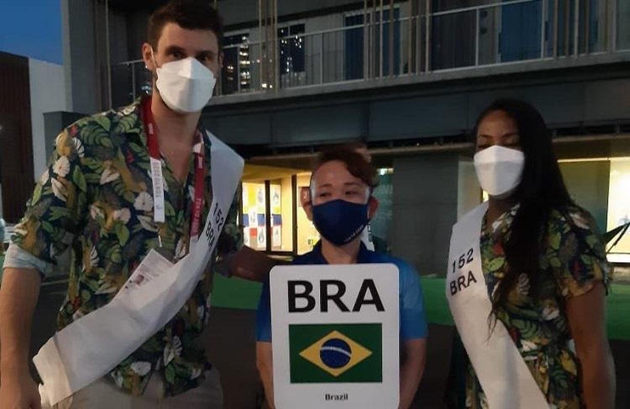 Entrada do Time Brasil na cerimnia de abertura dos Jogos de Tquio, no Estadio Olmpico