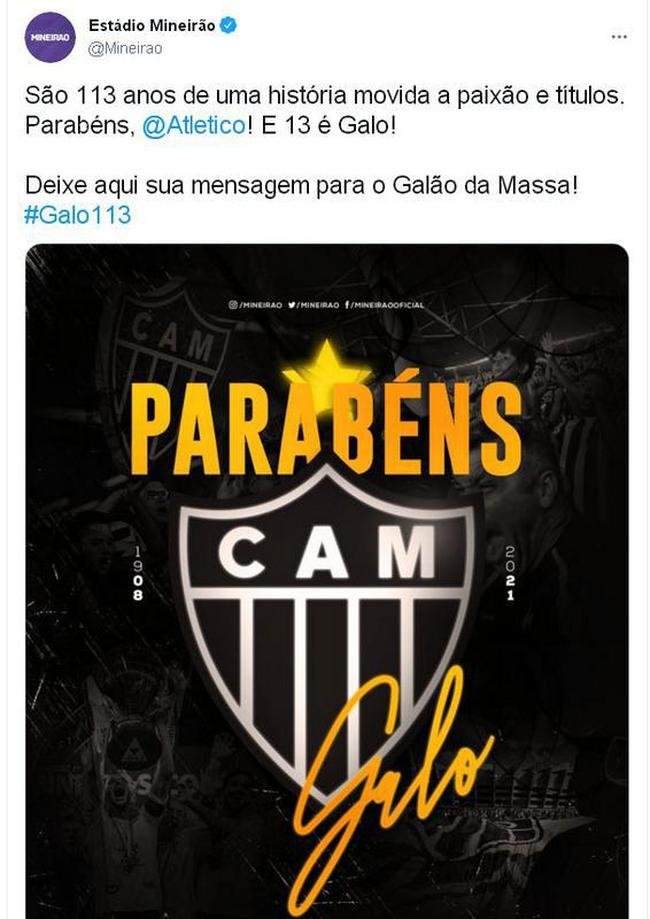 Atltico recebeu mensagens de clubes, jogadores, torcedores e jornalistas