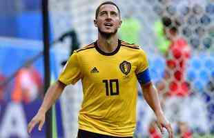 Camisa 10 da Blgica, Eden Hazard, faz o segundo gol da vitria dos diabos vermelhos no estdio Luzhniki