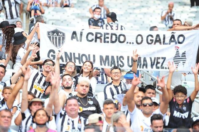 Torcida do Atltico no jogo de ida da final da Copa do Brasil de 2021, contra o Athletico-PR, no Mineiro, em BH