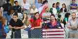 Torcedores no duelo entre EUA e Nova Zelndia pelo torneio de futebol feminino do Rio 2016