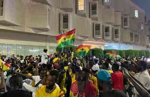 A animada torcida de Gana em Doha, no Catar