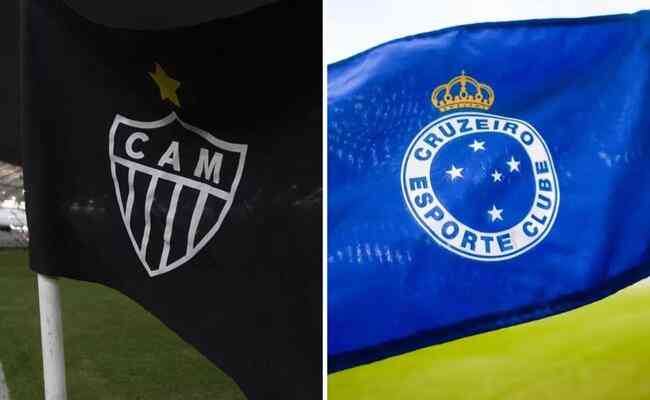 Bandeiras de Atltico (esq) e Cruzeiro (dir)