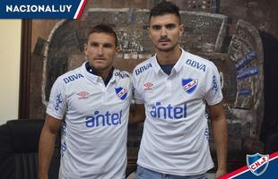Rodrigo Erramuspe (esquerda) - zagueiro se transferiu do Independiente Medelln para o Nacional / Gonzalo Bergessio (direita) - atacante se transferiu do Vlez para o Nacional