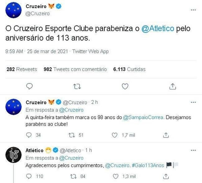 Atltico recebeu mensagens de clubes, jogadores, torcedores e jornalistas